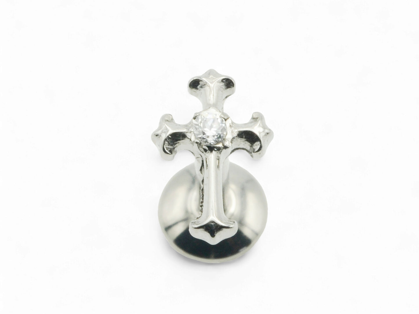 Titanium Claw set Jewelled Cross, 1.2mm/16g, 6mm-7mm length