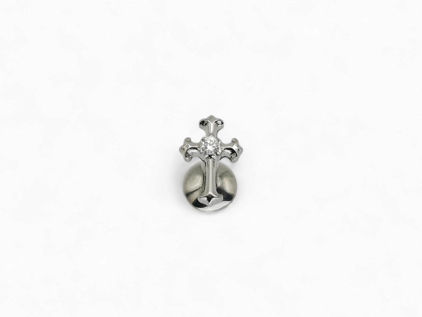 Titanium Claw set Jewelled Cross, 1.2mm/16g, 6mm-7mm length