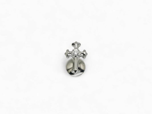 Titanium Claw set Jewelled Cross, 1.2mm/16g, 6mm-7mm length