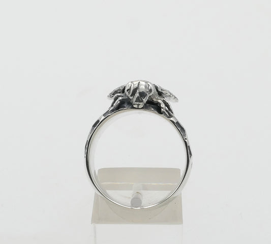 Silver bee ring on a white background