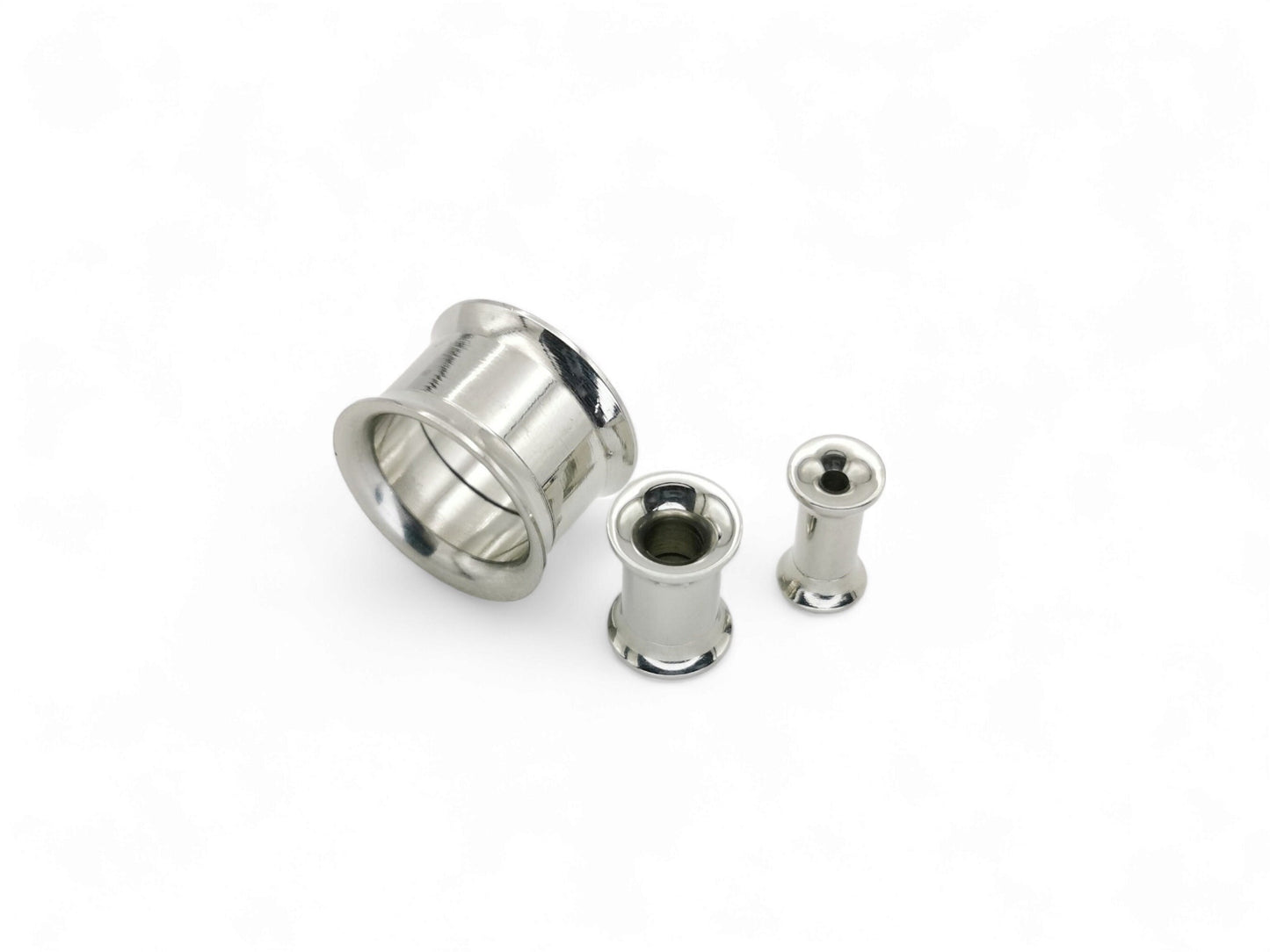 Surgical Steel Screw-Fit Ear Tunnels on a white background