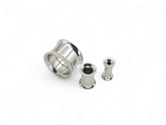 Surgical Steel Screw-Fit Ear Tunnels on a white background