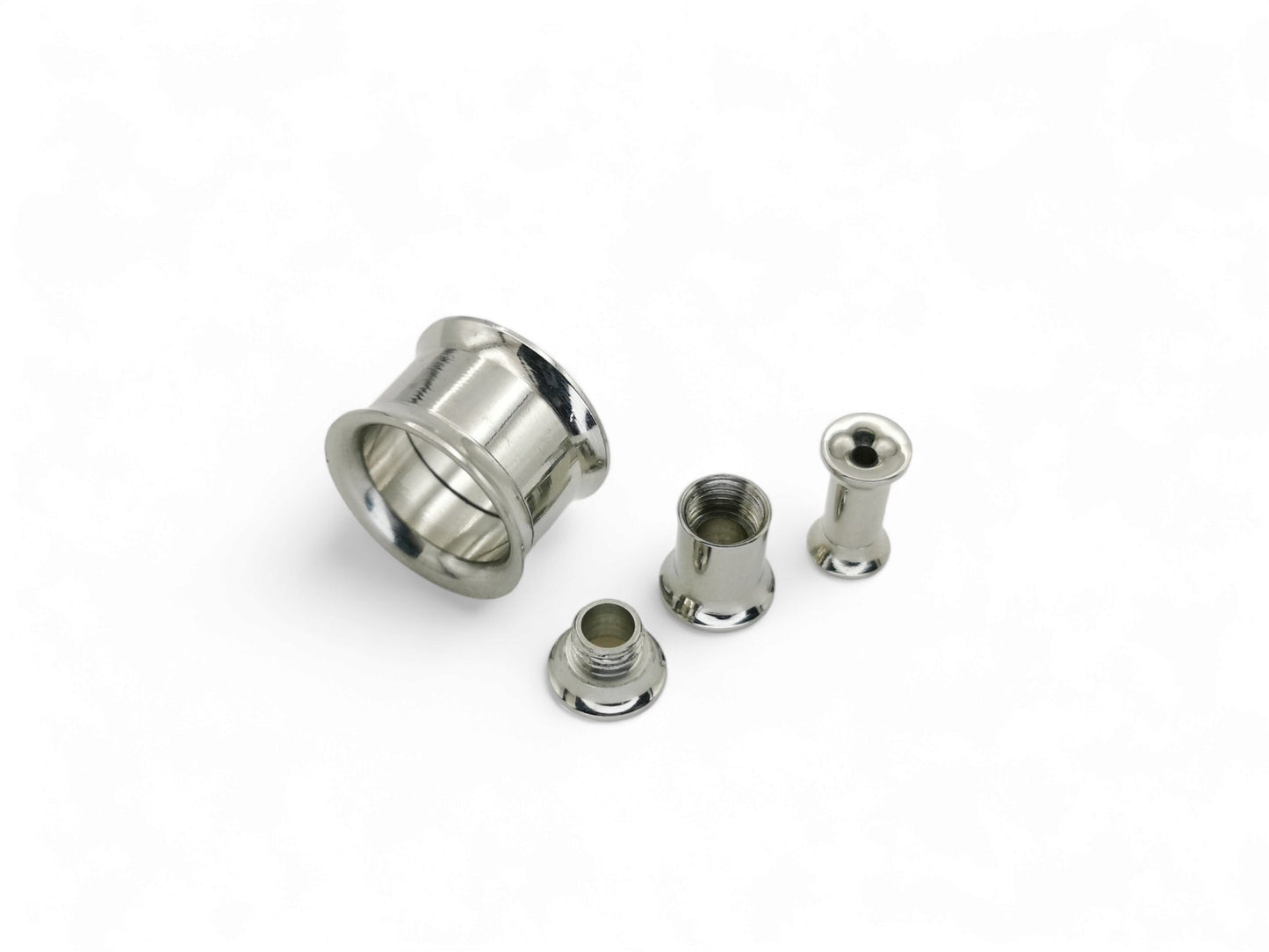 Surgical Steel Screw-Fit Ear Tunnels on a white background