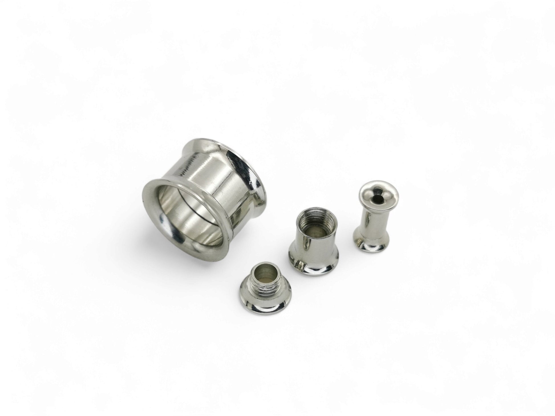 Surgical Steel Screw-Fit Ear Tunnels on a white background