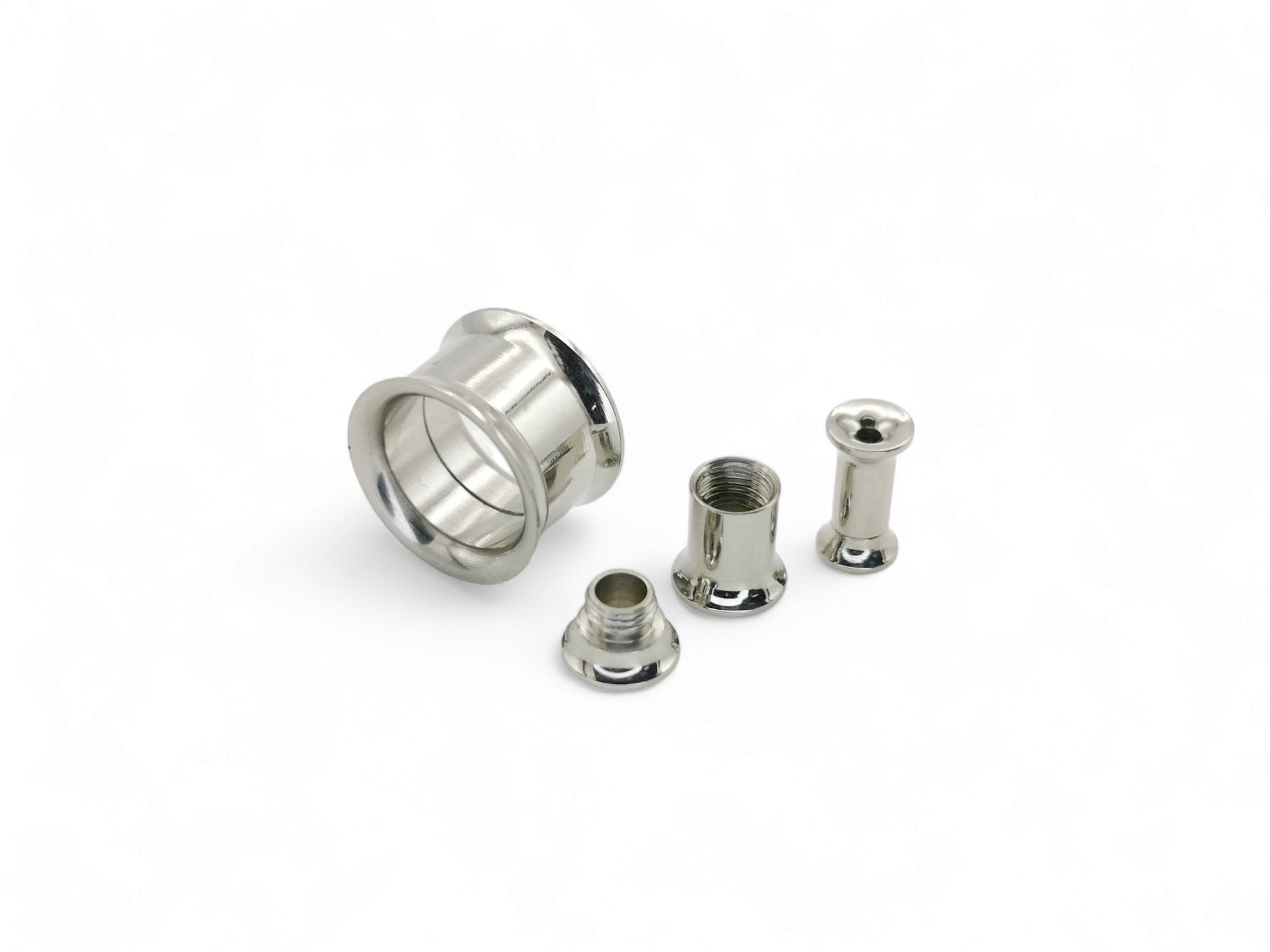 Surgical Steel Screw-Fit Ear Tunnels on a white background