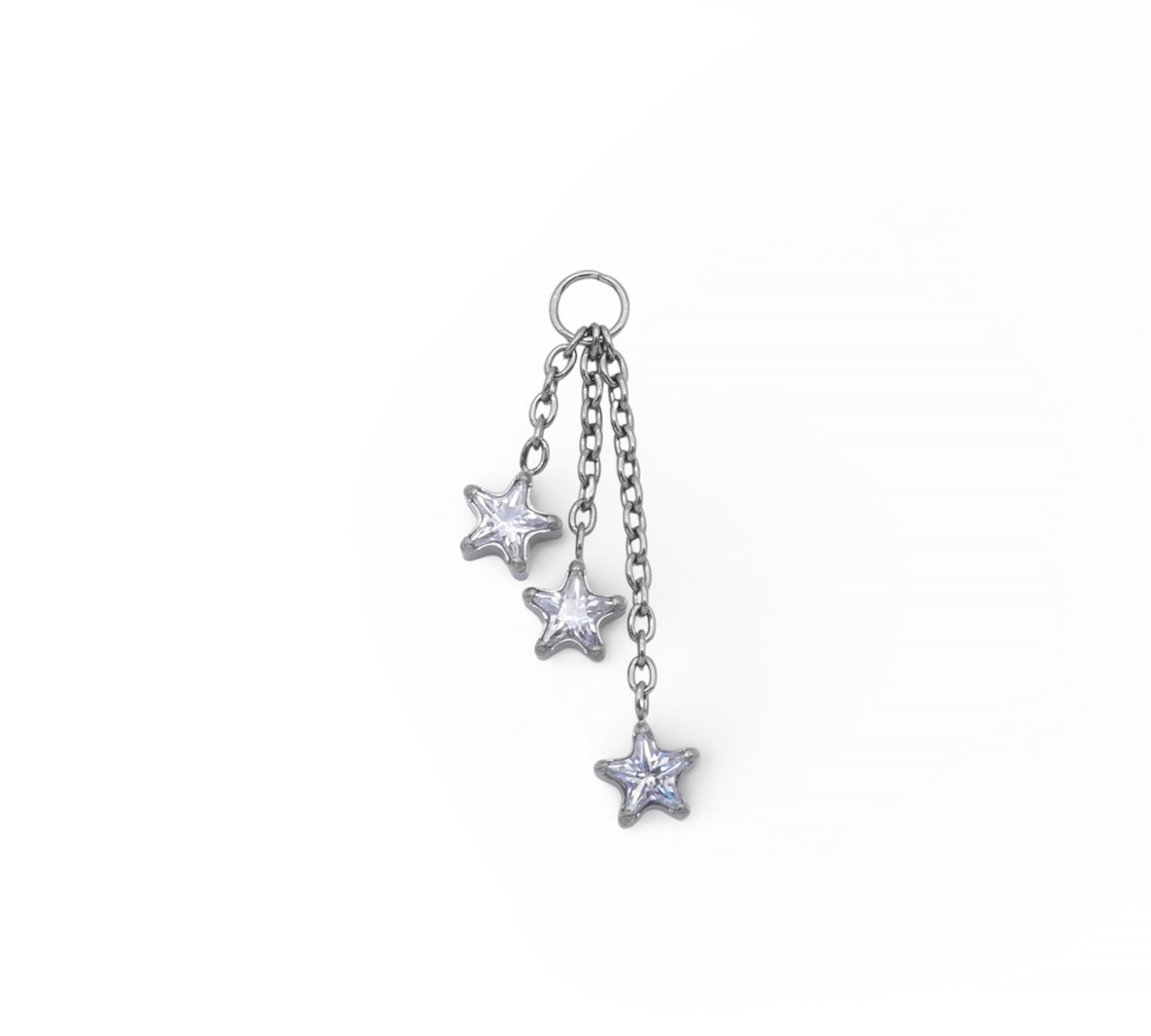 Triple Star Titanium Drop Charm on a white background