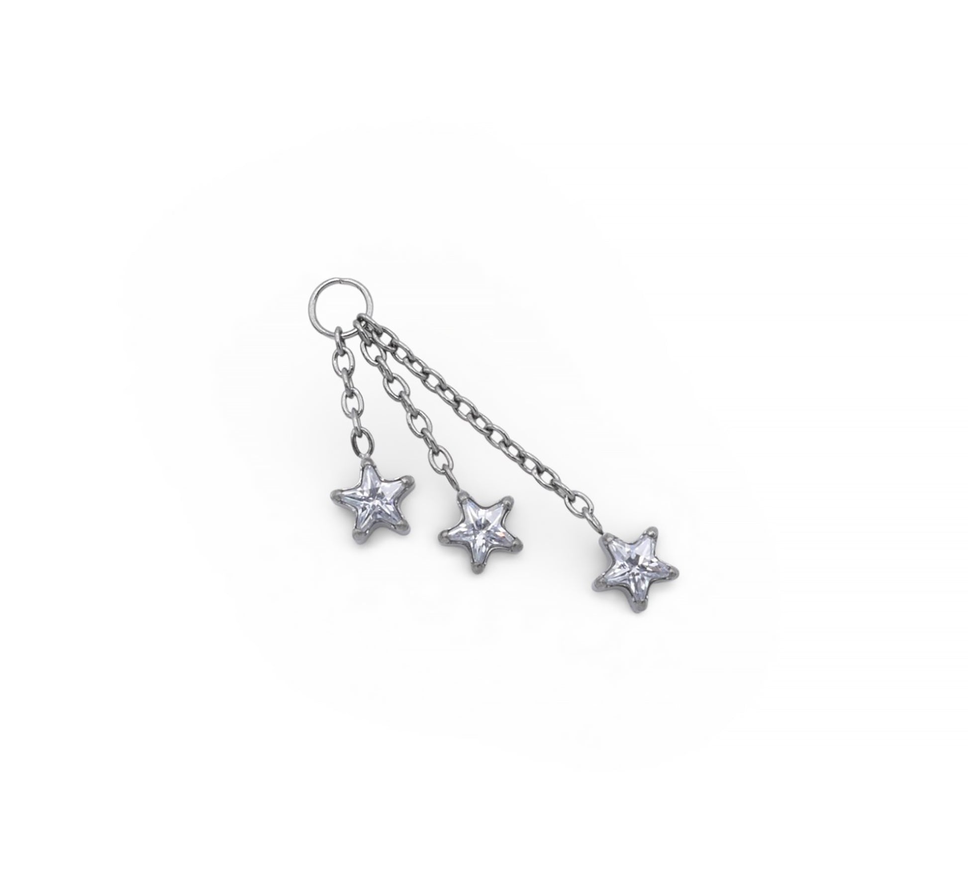 Triple Star Titanium Drop Charm on a white background