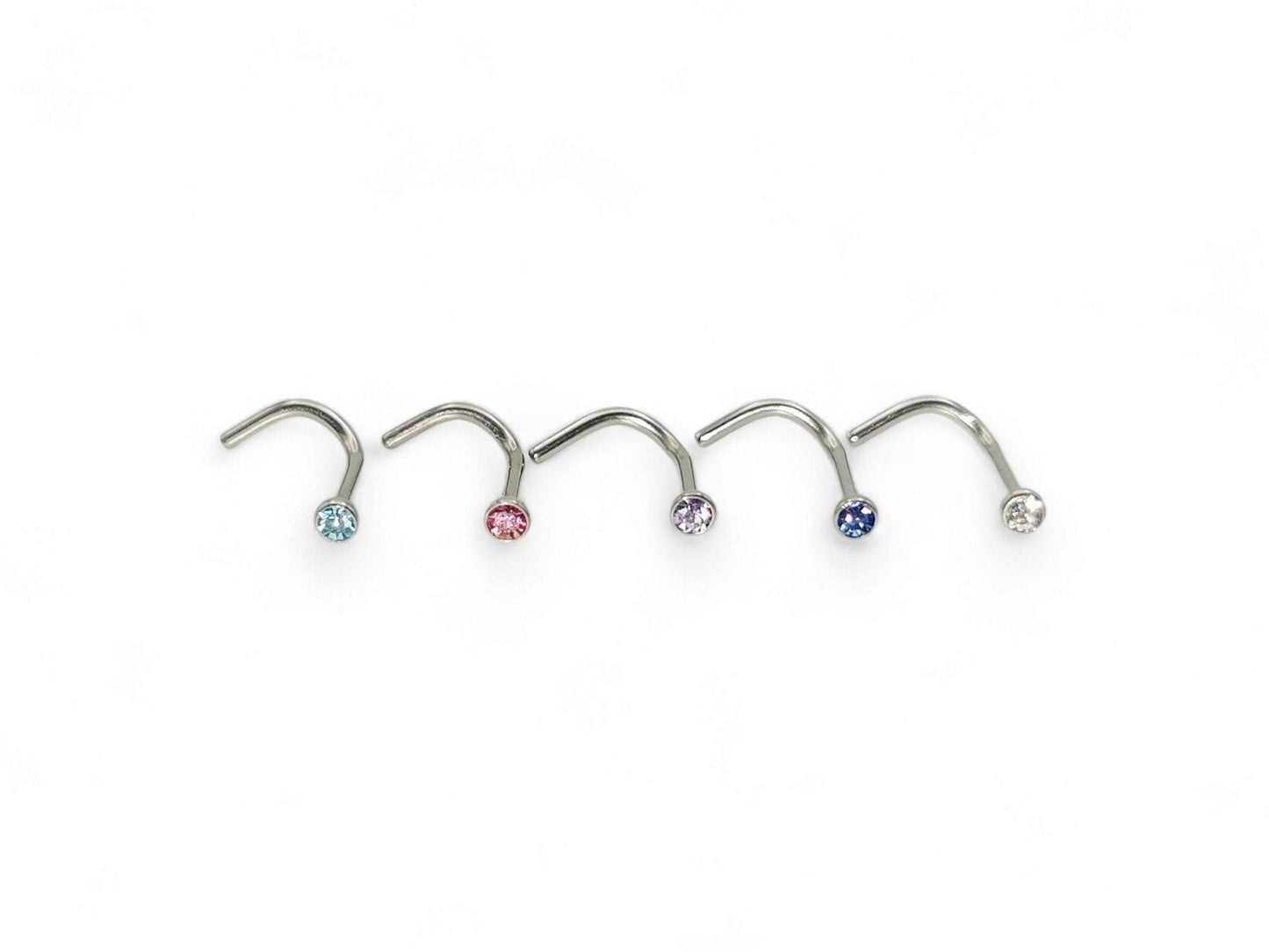 Titanium Jewelled Nose Studs on a white background