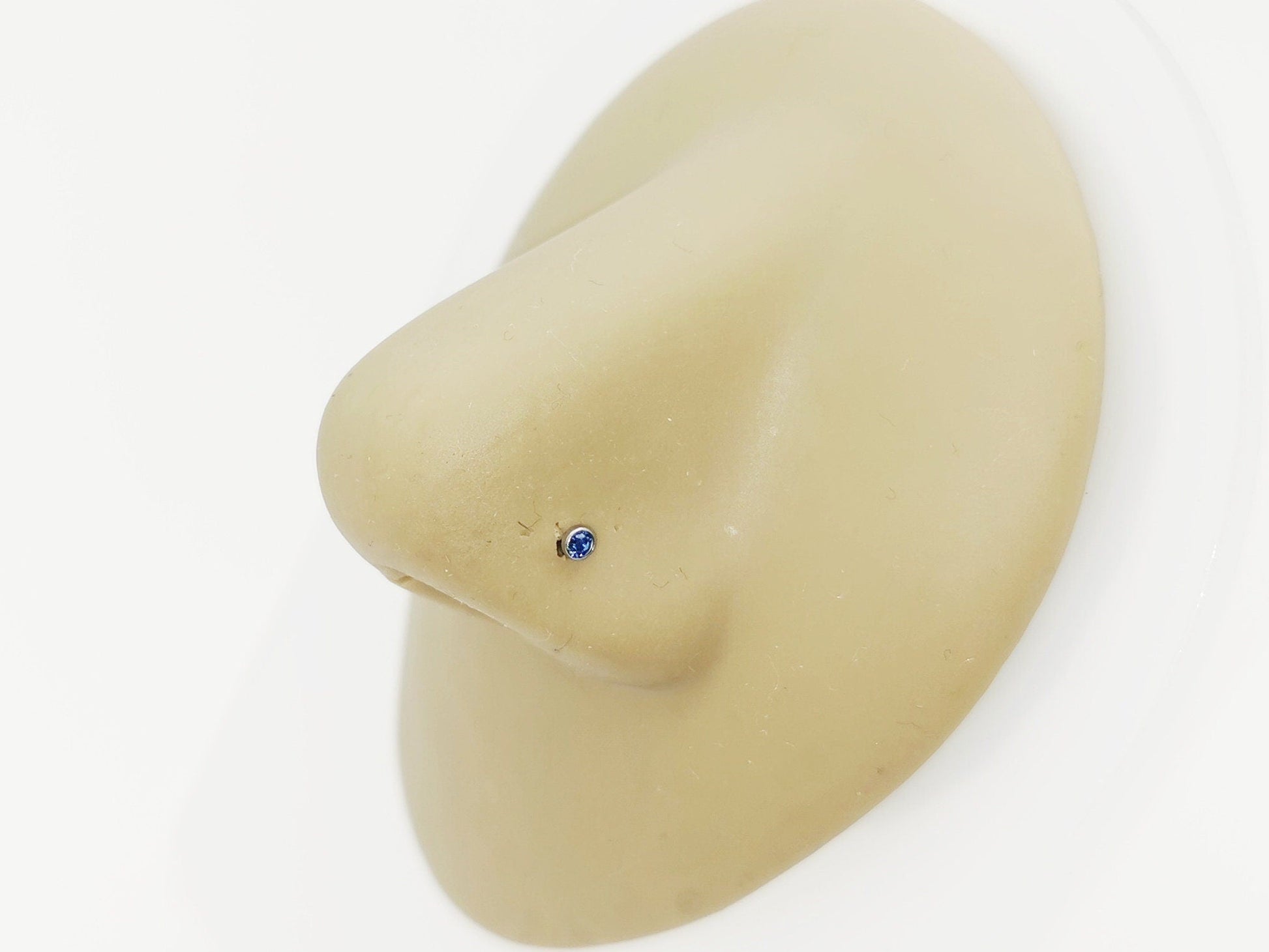 Titanium Jewelled Nose Stud on a nose