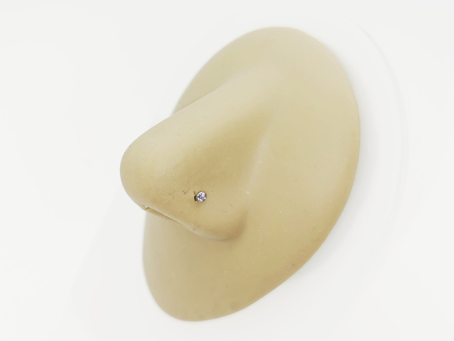 Titanium Jewelled Nose Stud on a nose
