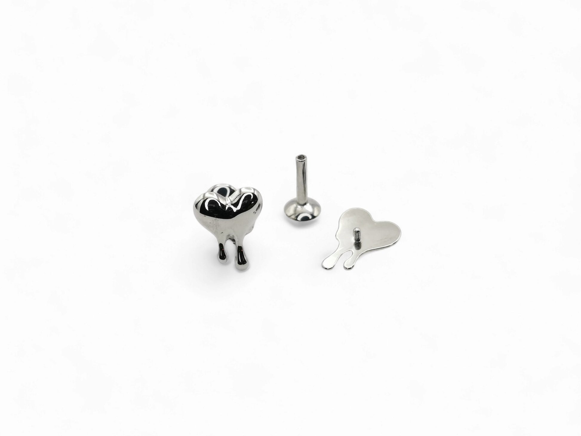 Titanium Melting Heart Stud on a white background