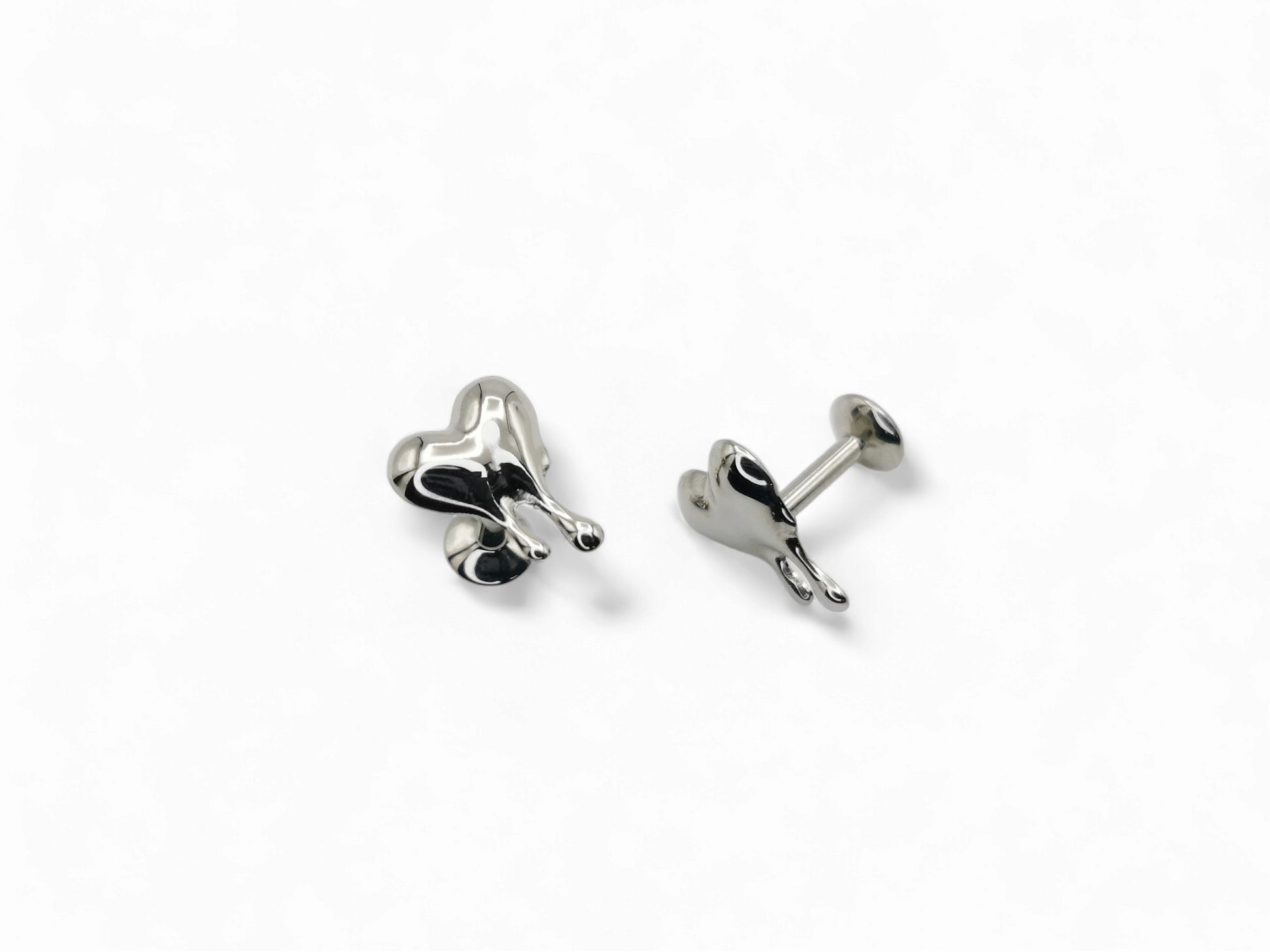 Titanium Melting Heart Stud on a white background