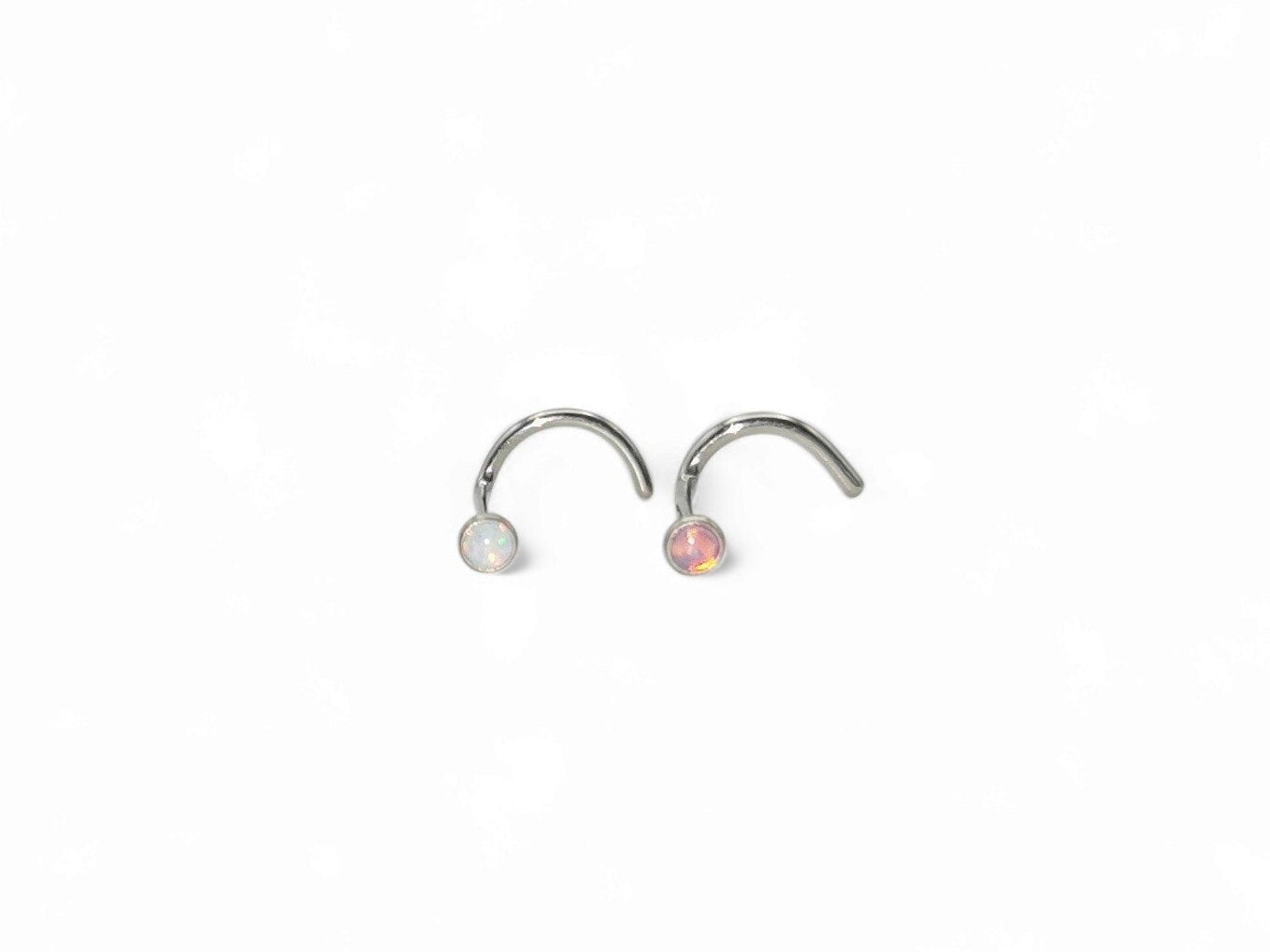 Titanium Opal Nose Studs on a white background