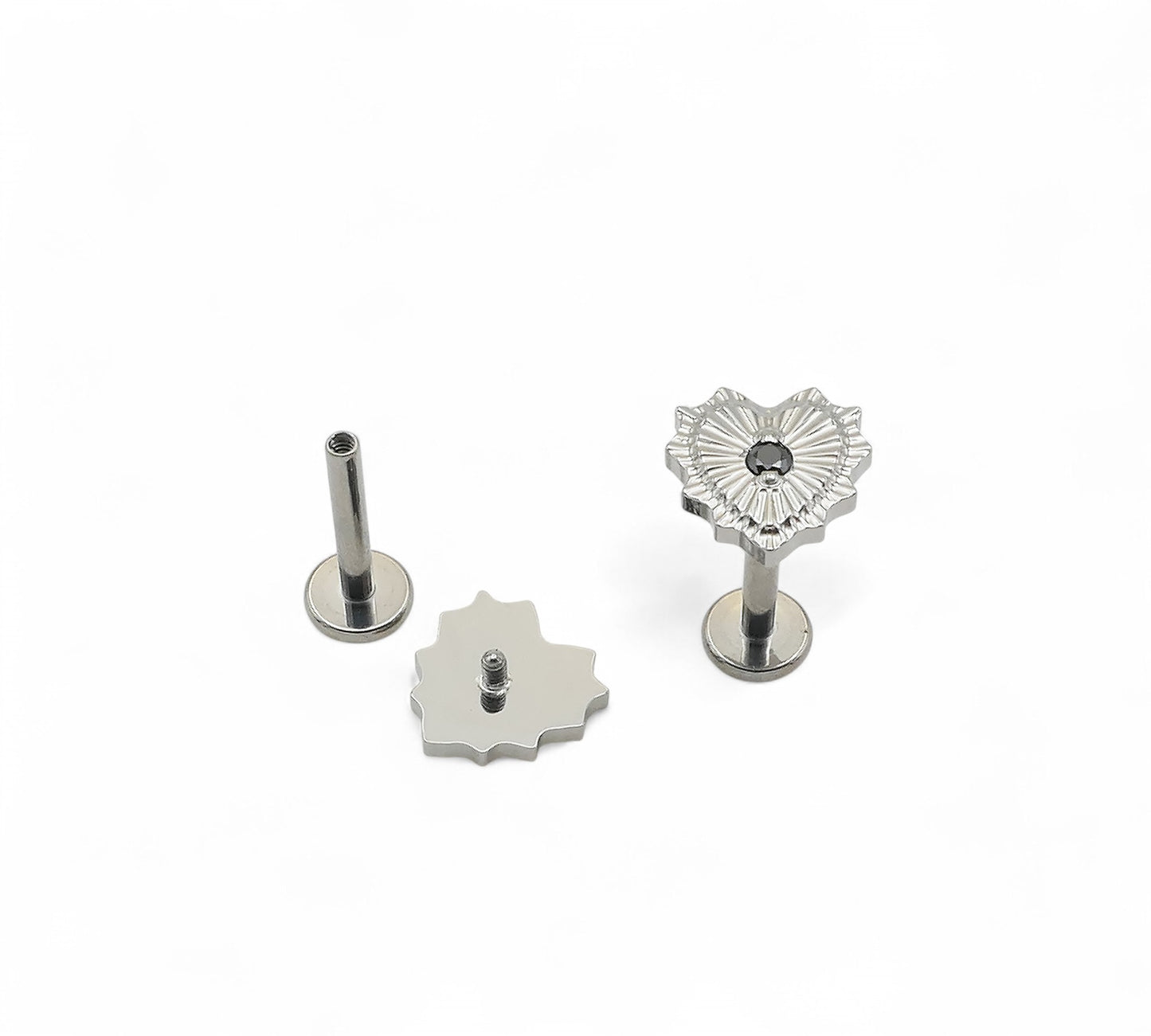 Titanium Radiant Heart Jewelled Studs on a white background