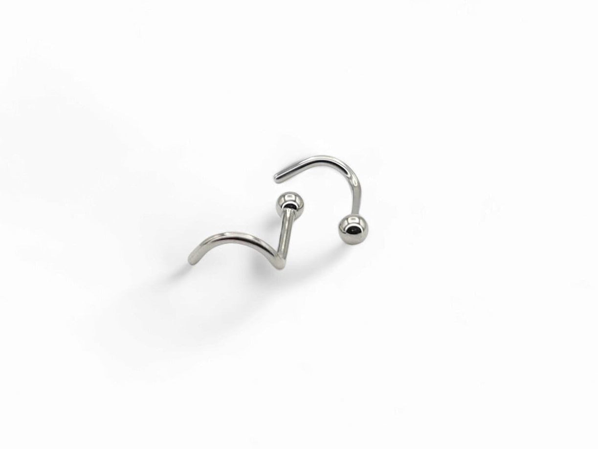 Titanium ball nose studs for 1mm/18g piercings, with a 2mm ball end, displayed on a white background