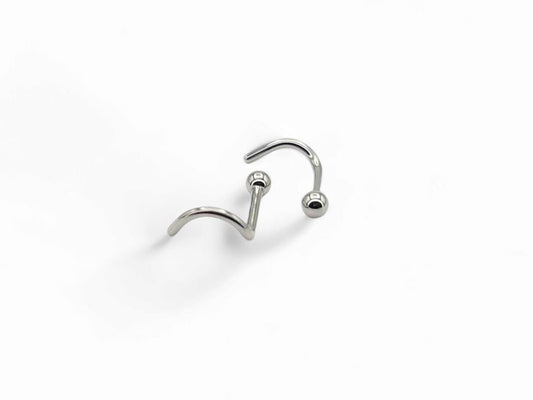 Titanium ball nose studs for 1mm/18g piercings, with a 2mm ball end, displayed on a white background