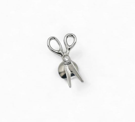 Titanium Bezel Set Jewelled Scissors internal thread labret, 1.2mm/16g x 6mm-7mm