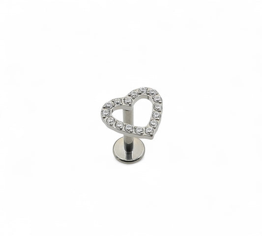 Titanium everlasting jewelled heart stud