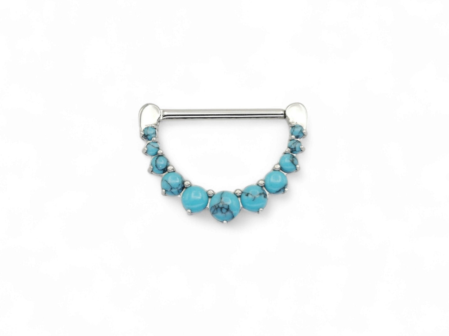 Turquoise Cluster Nipple Clicker on a white background