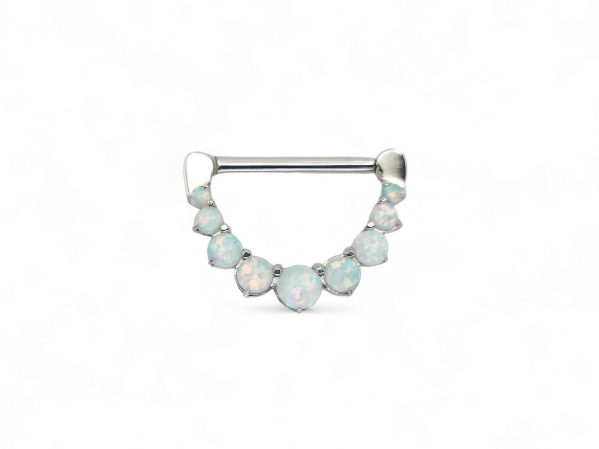 White Opal Cluster Nipple Clicker on a white background