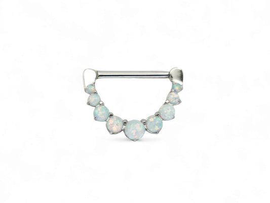 White Opal Cluster Nipple Clicker on a white background