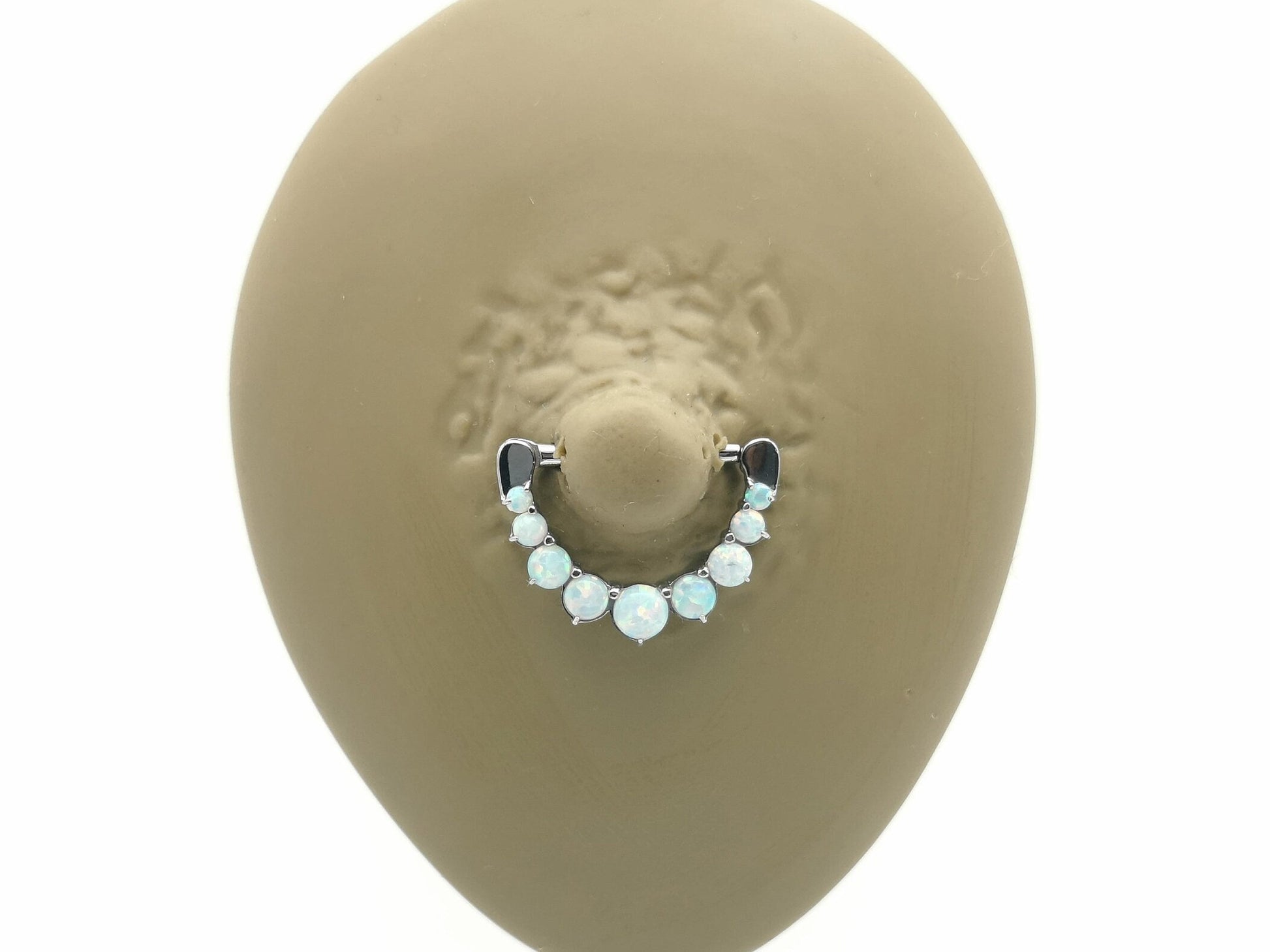 White Opal Cluster Nipple Clicker on a white background