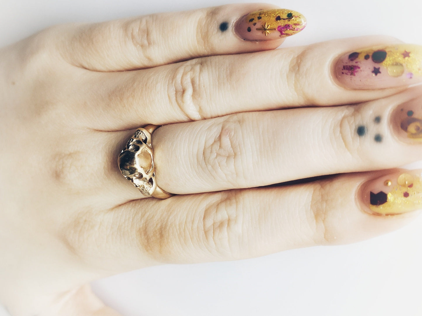 Sterling silver twin skull ring