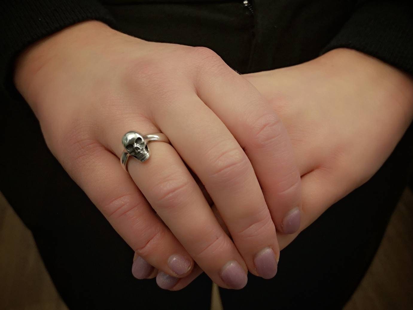 Small sterling silver skull ring