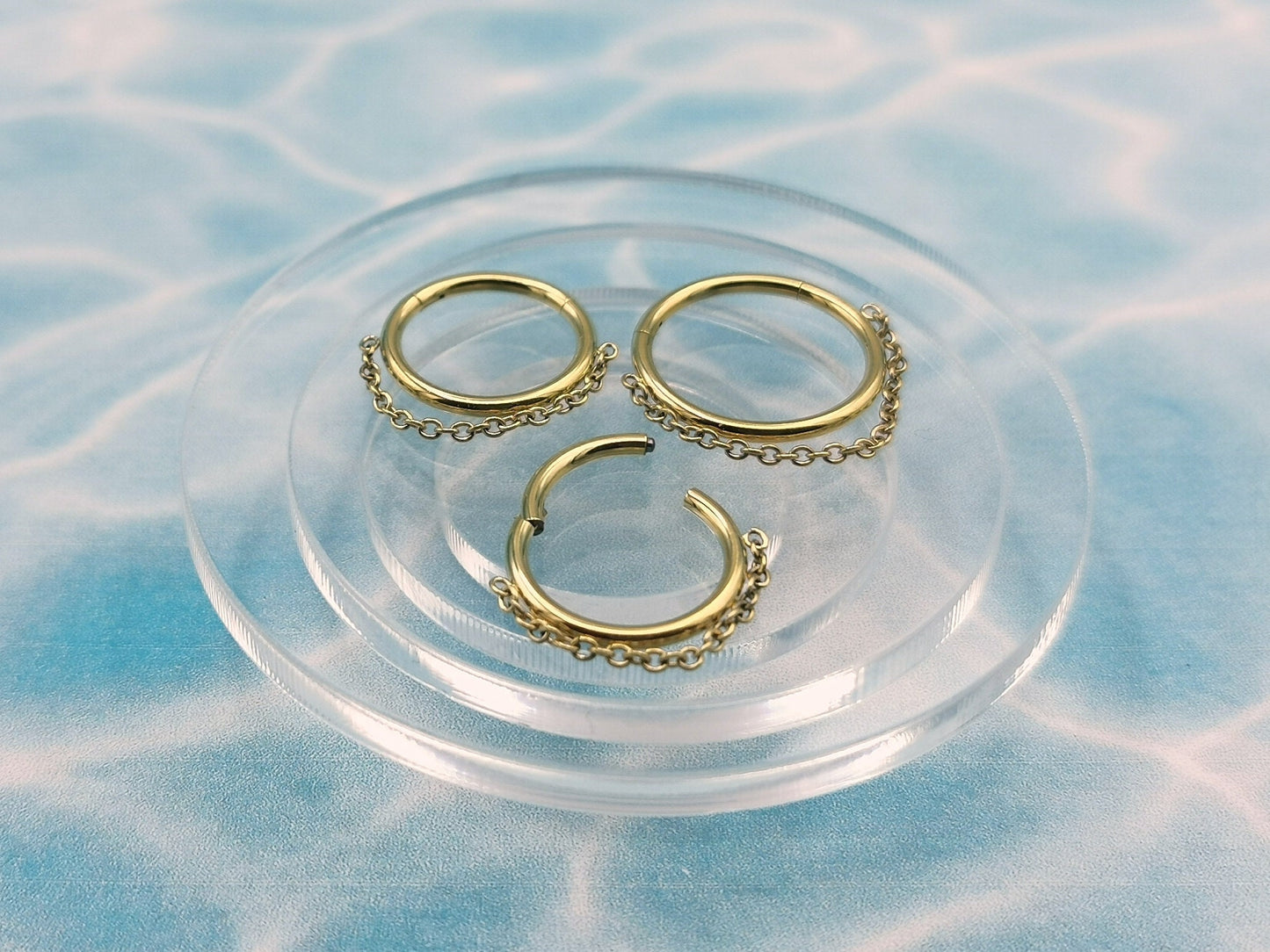 Titanium gold chain clicker ring,1.2mm/16g, 8-12mm diameter