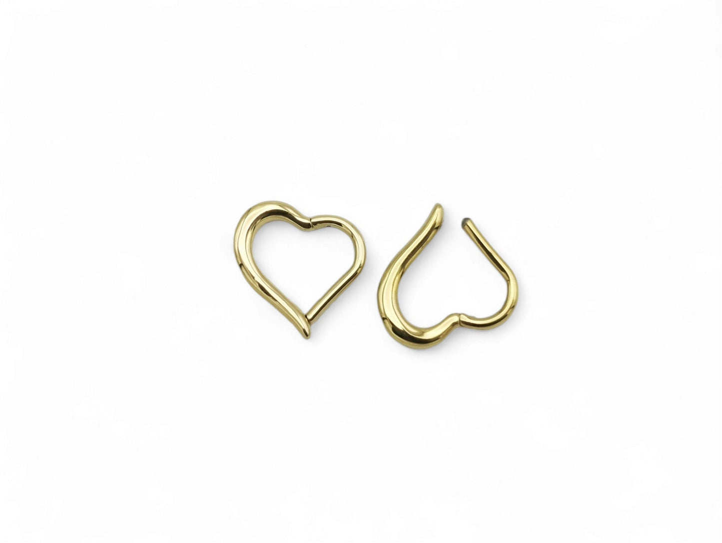 Gold surgical steel heart clicker, 1.2mm/16g x 10mm