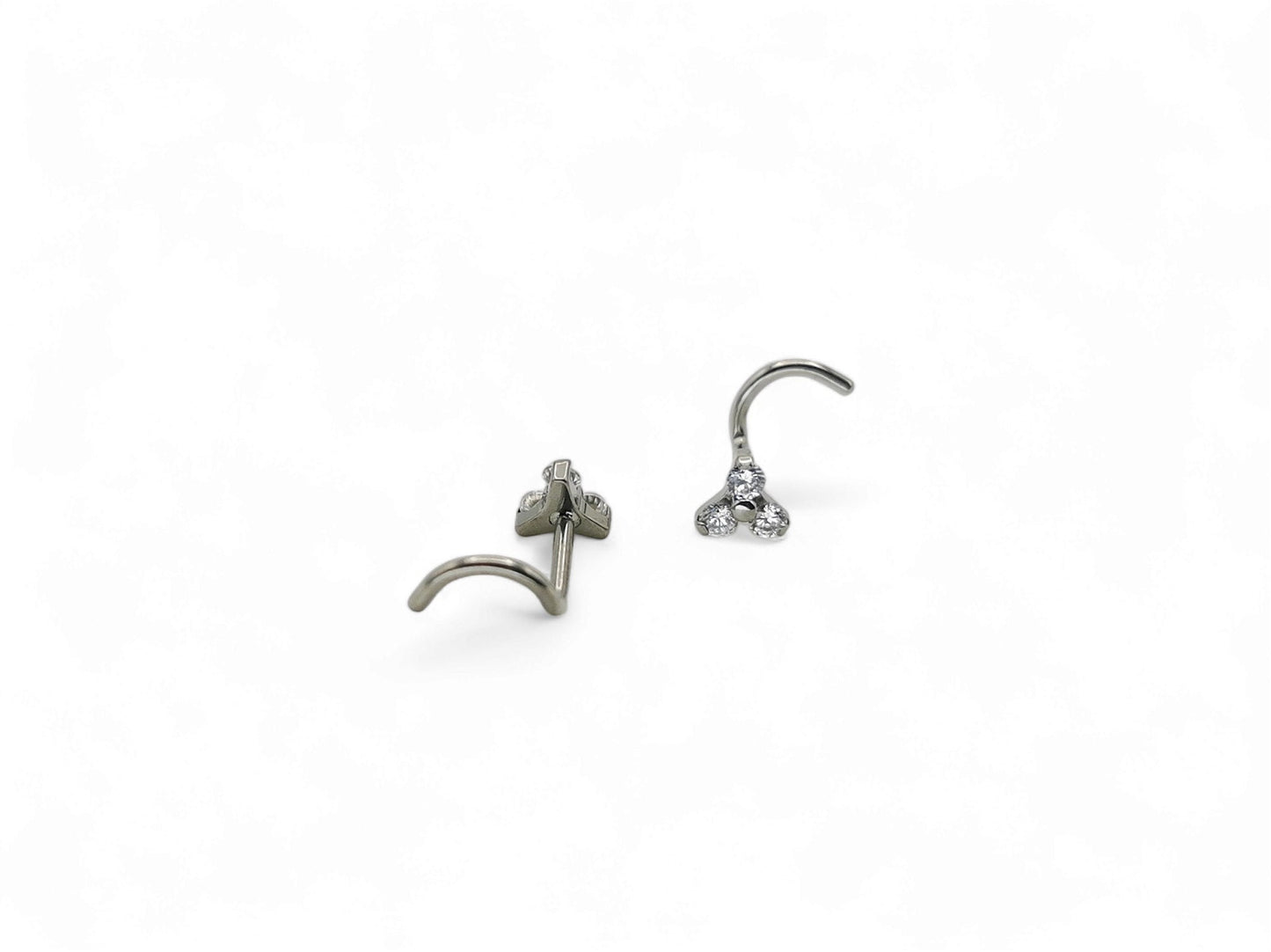 Titanium jewelled trinity nostril stud for 1mm/18g piercings