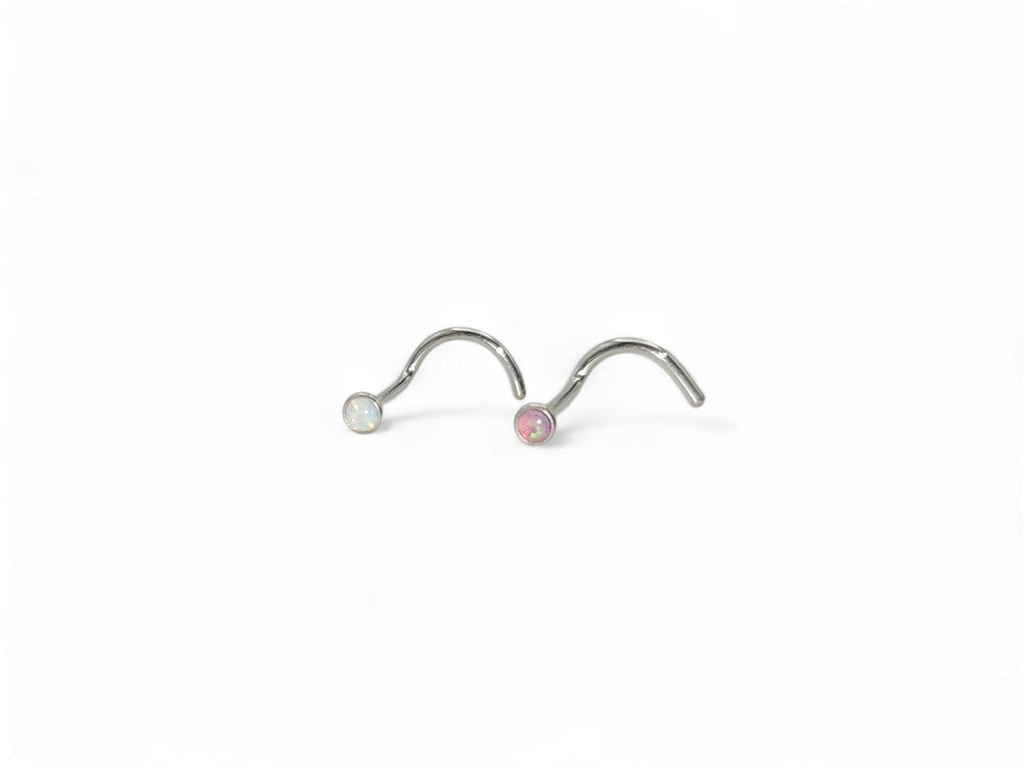 Titanium jewelled opal nose stud for 1mm/18g piercings