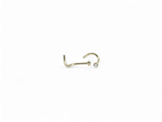 Gold titanium jewelled nose stud for 1mm/18g piercings