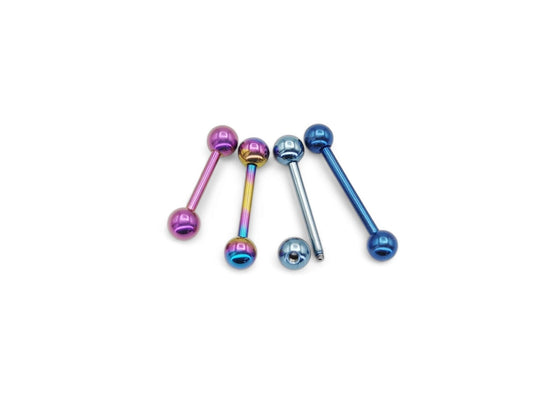 Titanium anodized barbell, 1.6mm/14g, 10mm-16mm length