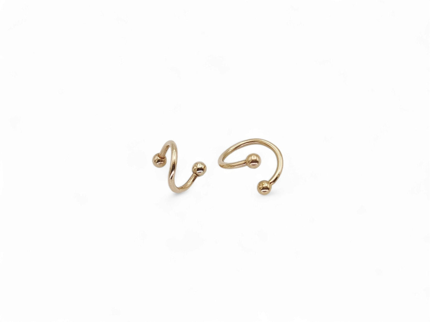 Rose gold surgical steel spiral barbell, 1.2mm/16g, 6mm-10mm internal diameter