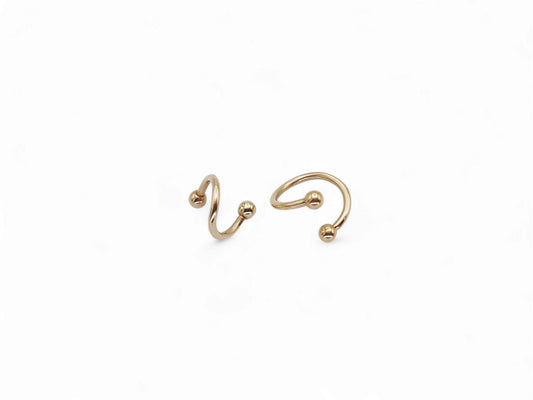 Rose gold surgical steel spiral barbell, 1.2mm/16g, 6mm-10mm internal diameter