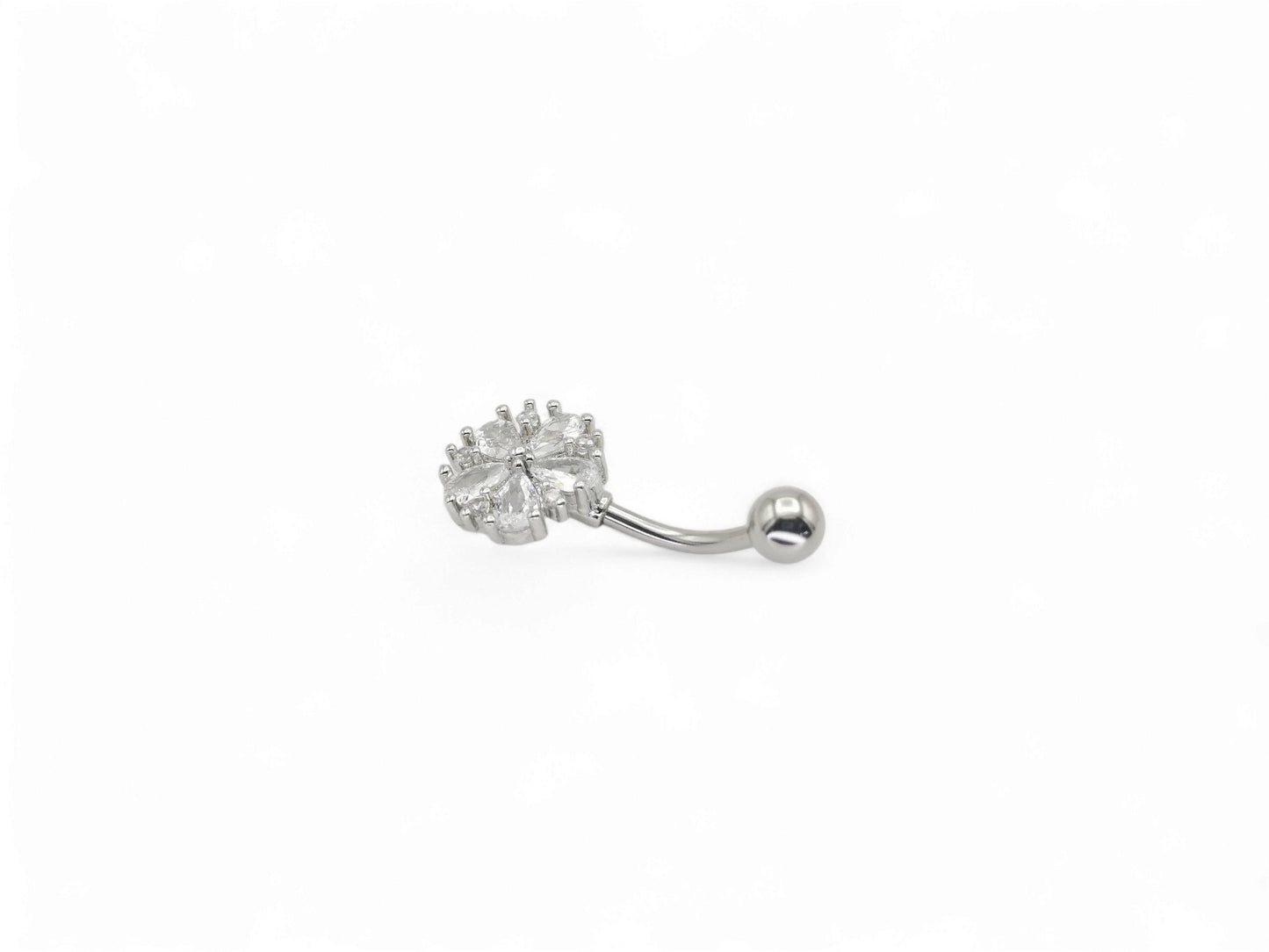 Surgical steel jewelled flower cluster, 1.6mm/14g, 10mm length