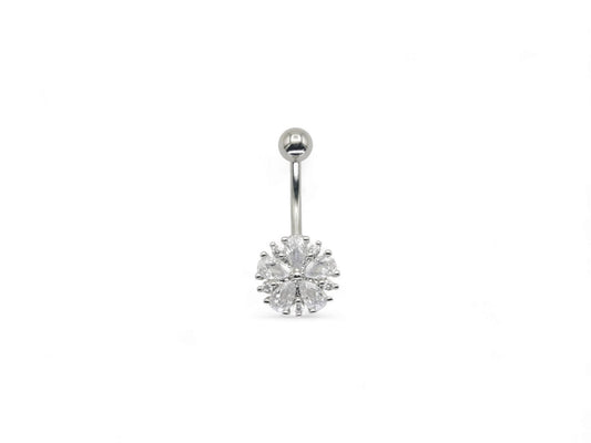 Surgical steel jewelled flower cluster, 1.6mm/14g, 10mm length