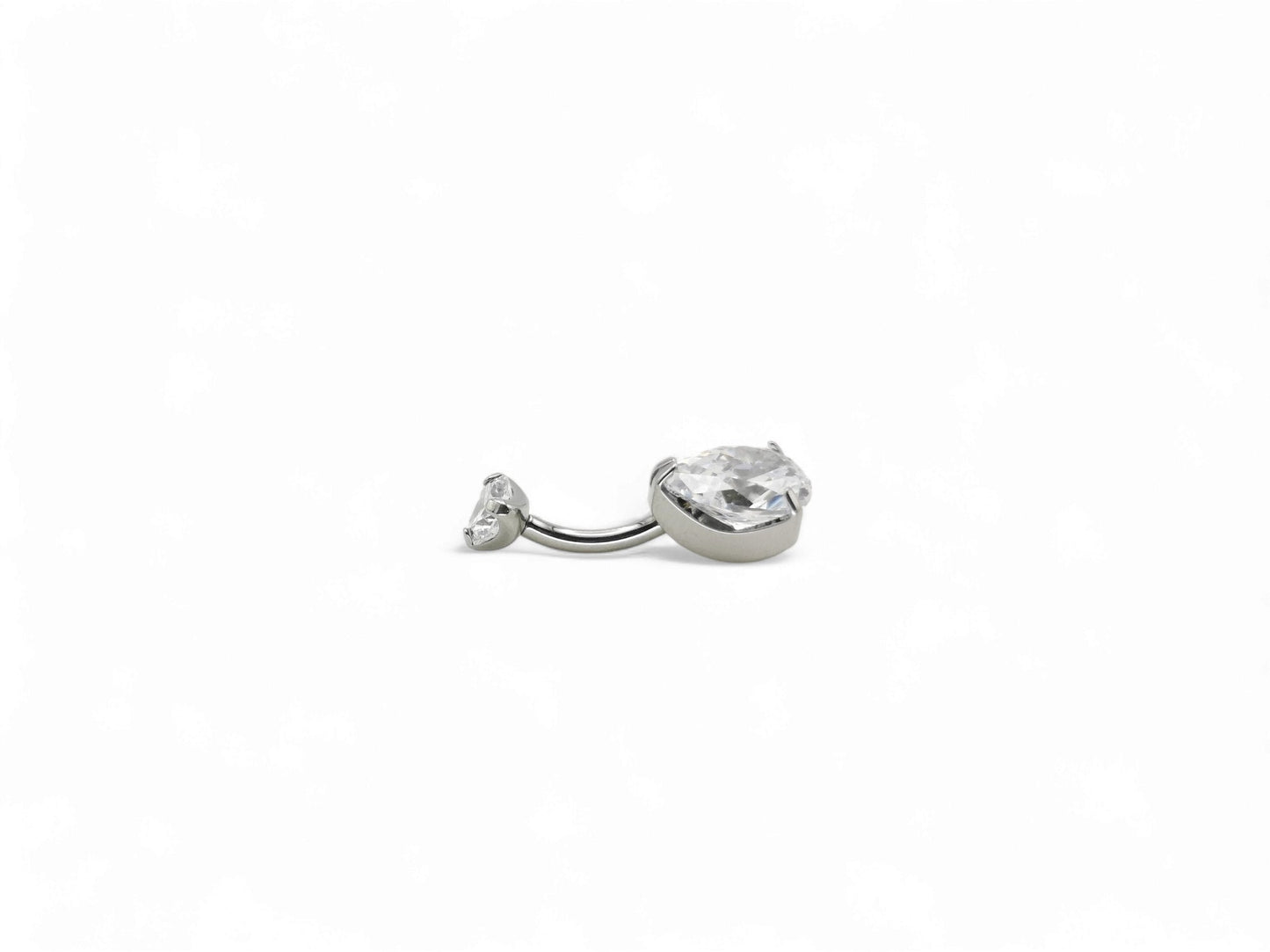 Titanium jewelled claw set belly bar, 1.6mm/14g, 8mm-10mm length