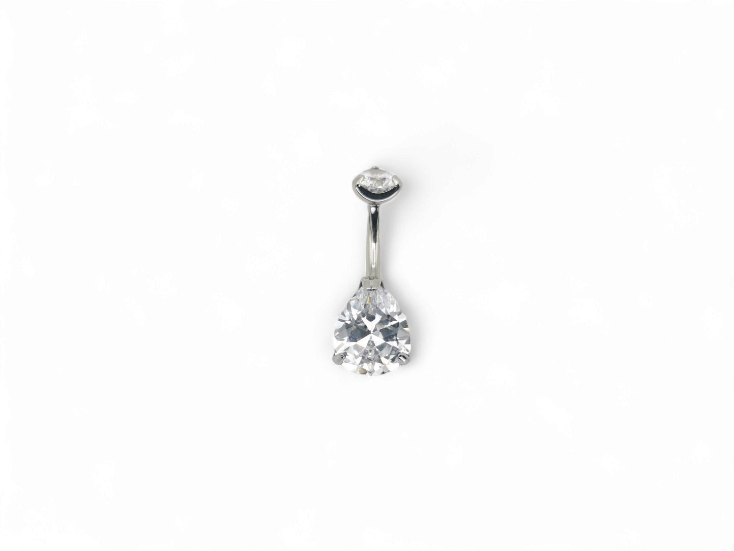 Titanium jewelled claw set belly bar, 1.6mm/14g, 8mm-10mm length