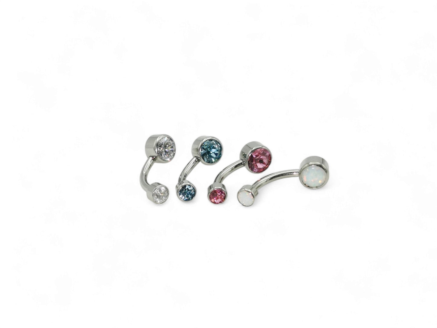 Titanium jewelled navel bar 1.6mm/14g, 10mm length