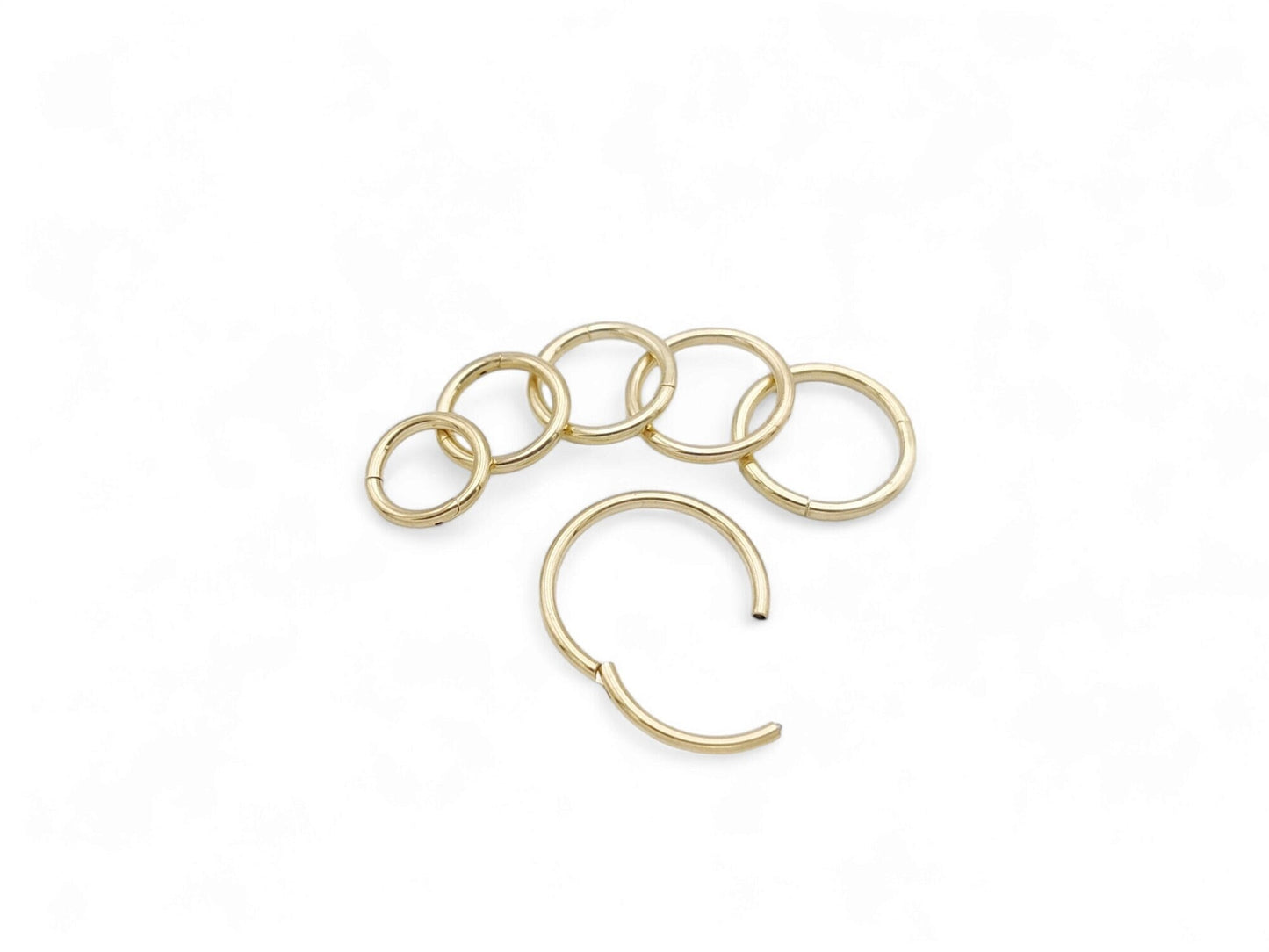 Surgical steel gold clicker ring, 1.2mm/16g, 6mm-12mm diameter