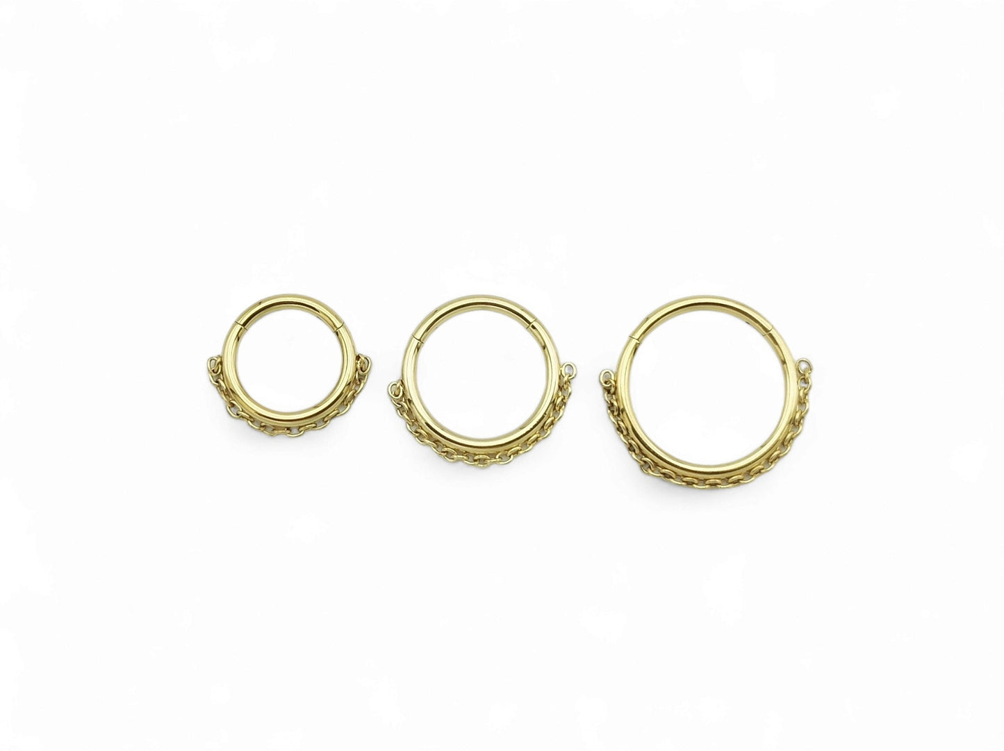 Titanium gold chain clicker ring,1.2mm/16g, 8-12mm diameter