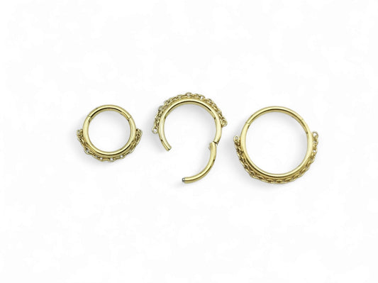 Titanium gold chain clicker ring,1.2mm/16g, 8-12mm diameter