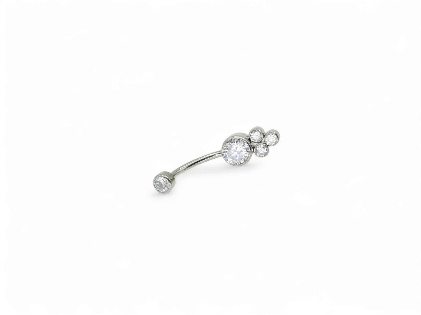 Titanium jewelled cluster navel bar 1.6mm/14g, 8mm-10mm length