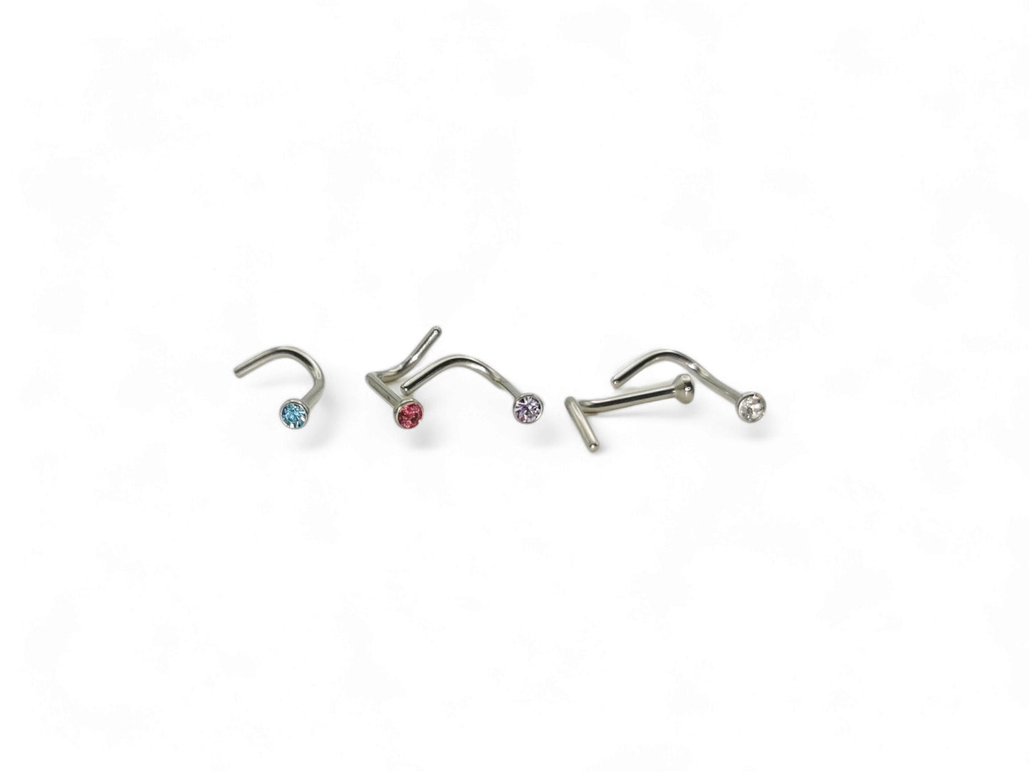 Titanium jewelled nose stud for 1mm/18g piercings