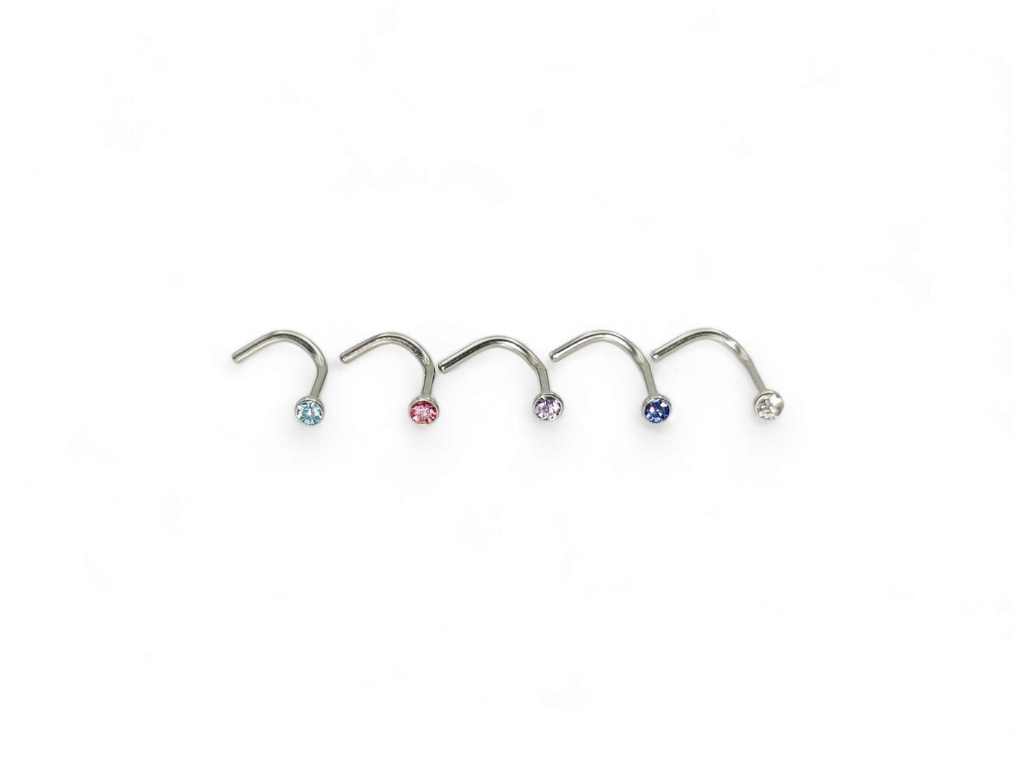 Titanium jewelled nose stud for 1mm/18g piercings