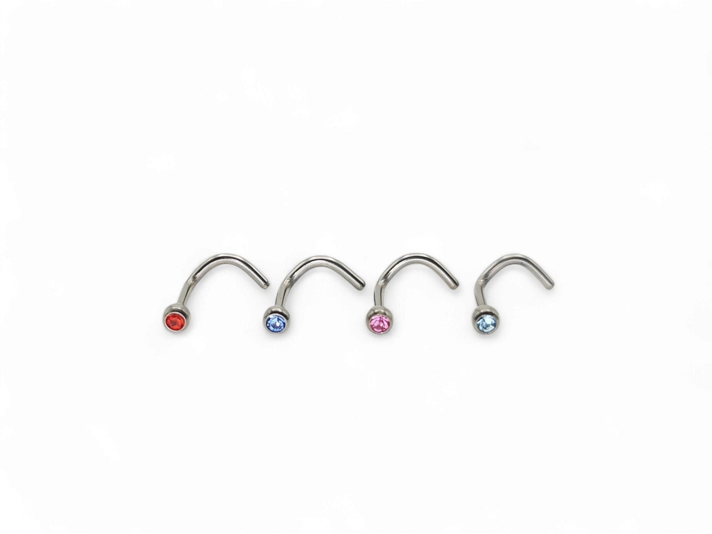 Titanium jewelled nose stud, 1mm/18g piercings