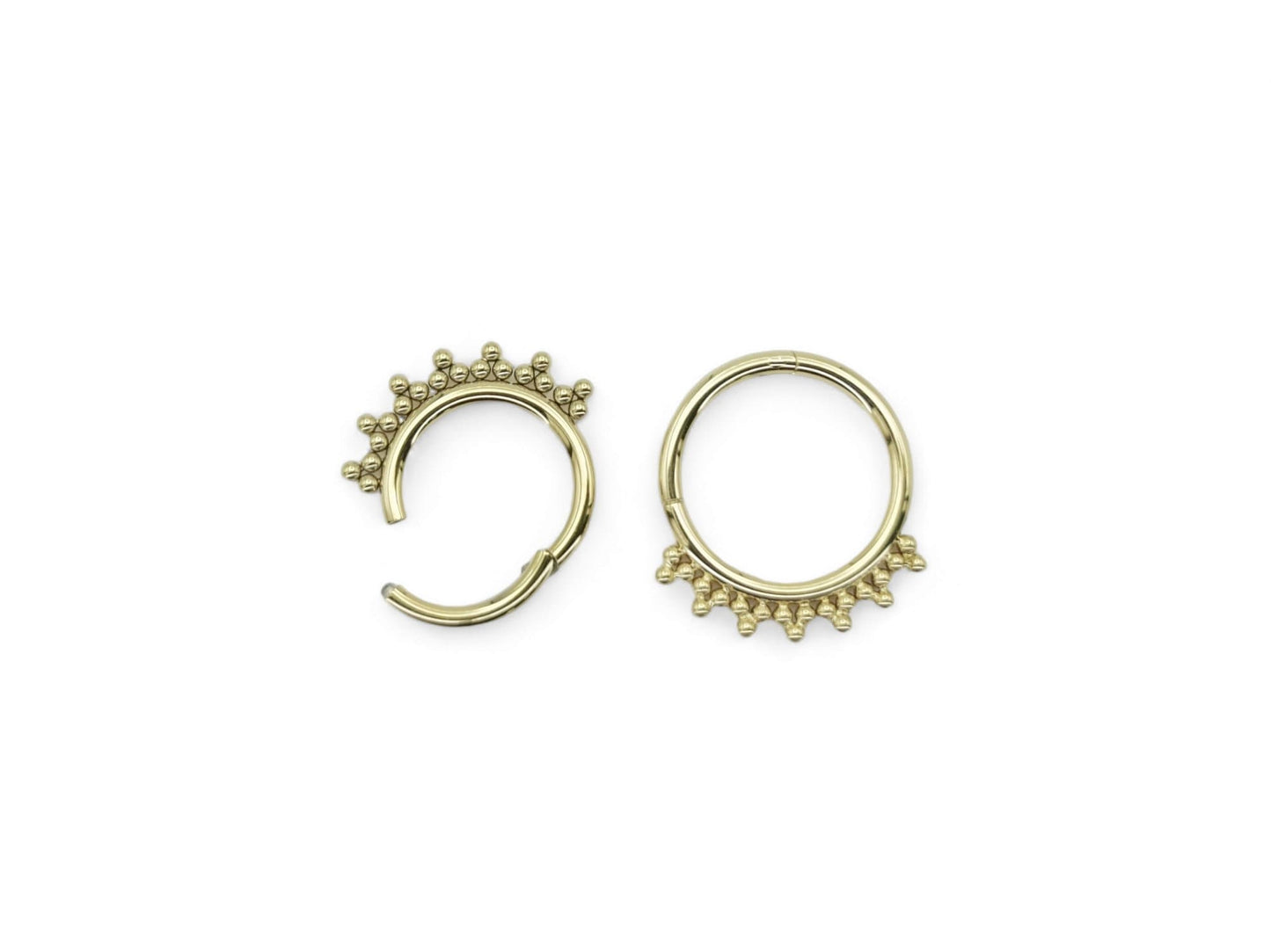 Gold titanium bead cluster clicker ring, 1.2mm/16g, 8mm-10mm diameter