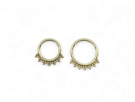 Gold titanium bead cluster clicker ring, 1.2mm/16g, 8mm-10mm diameter